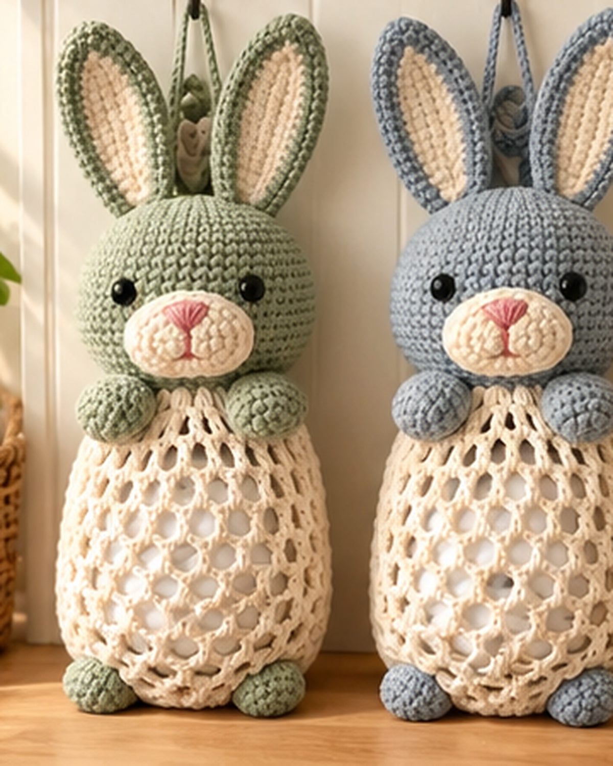 Honeycomb Bunny Bag Keeper Crochet Pattern PDF – Hanging Bag Dispenser