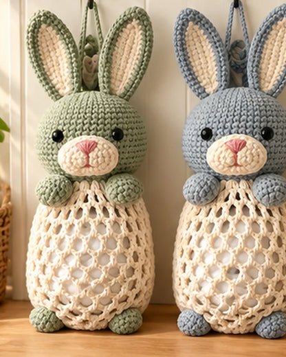 Honeycomb Bunny Bag Keeper Crochet Pattern PDF – Hanging Bag Dispenser