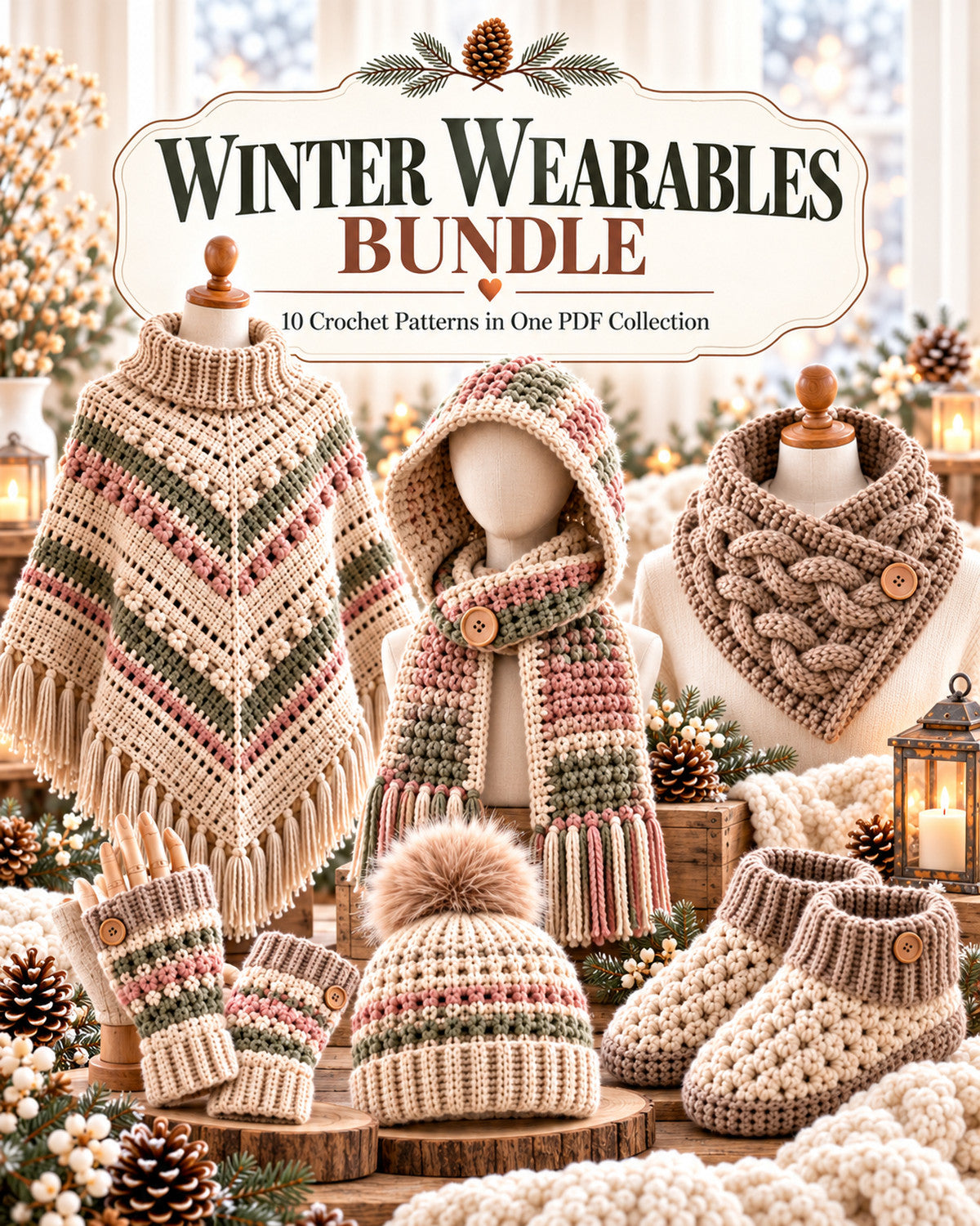 Winter Wearables Crochet Pattern Bundle PDF – 10 Cozy Designs
