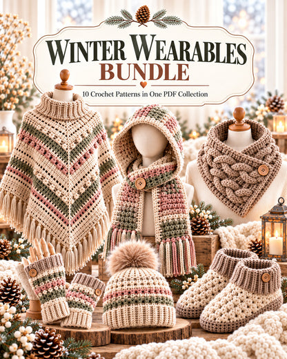 Winter Wearables Crochet Pattern Bundle PDF – 10 Cozy Designs