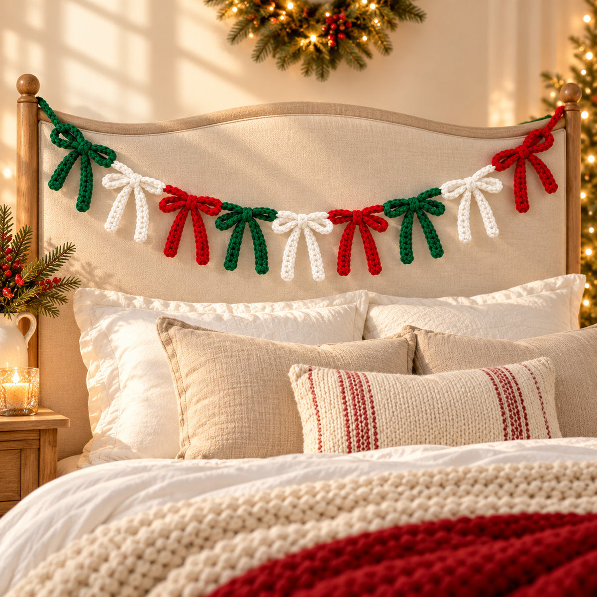Crochet Christmas Bow Garland Pattern PDF