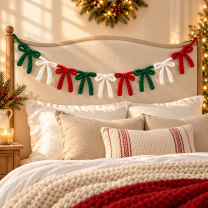 Crochet Christmas Bow Garland Pattern PDF