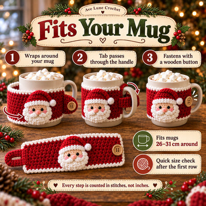 10 Christmas Mug Cozy Crochet Patterns PDF Bundle, Beginner Holiday Cup Cozy Patterns, English Digital Download