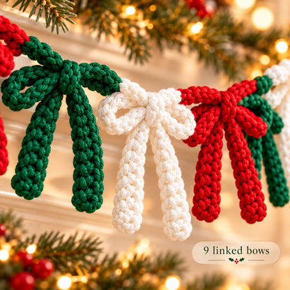 Crochet Christmas Bow Garland Pattern PDF