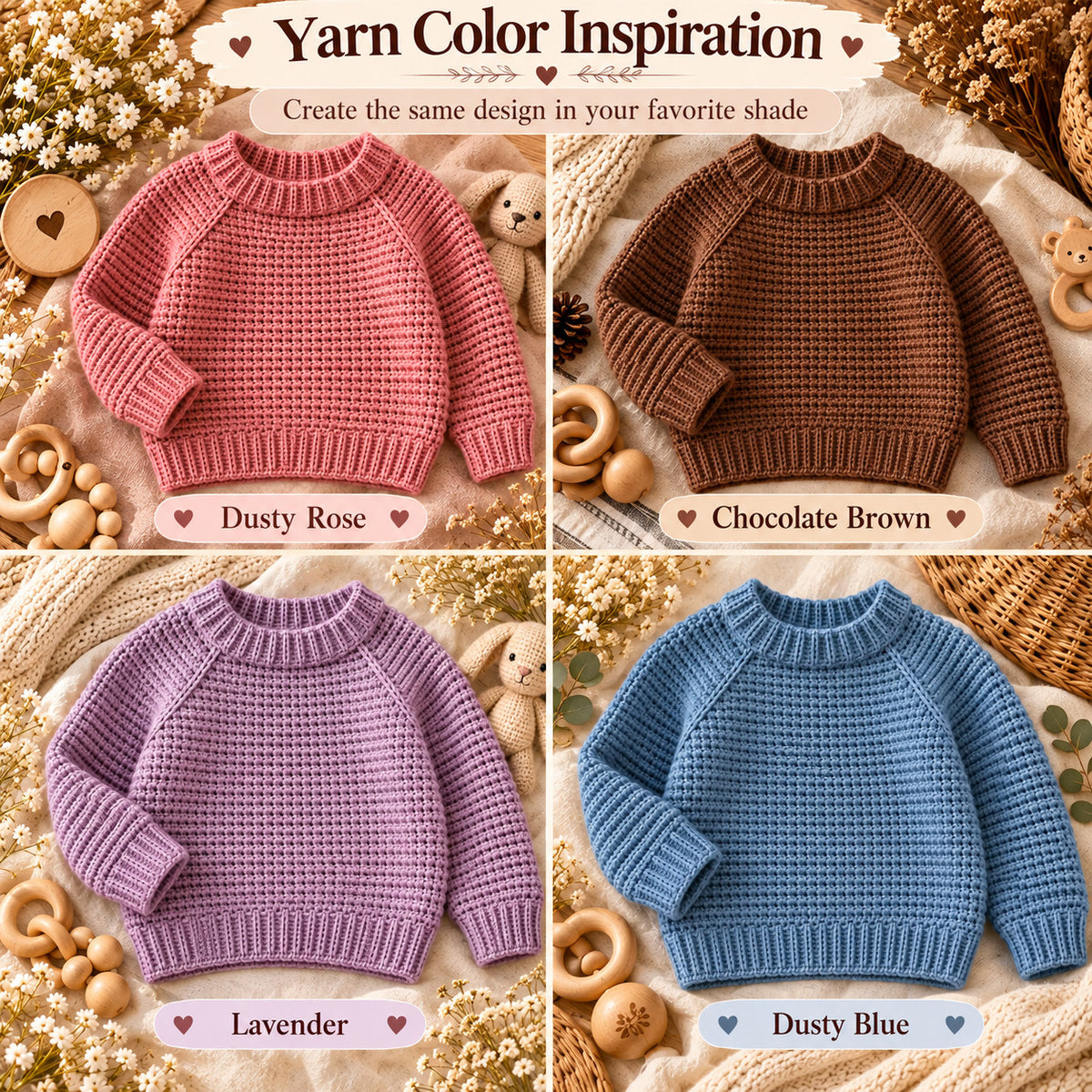 Kids Seamless Raglan Crochet Sweater Pattern PDF, Top Down Children’s Pullover, Sizes 1–10 Years
