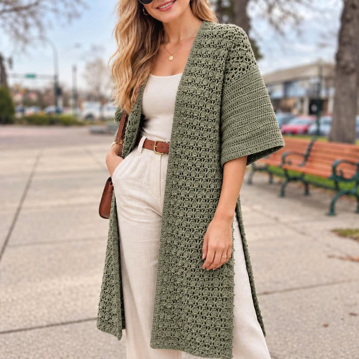 Side Slit Lightweight Cardigan Crochet Pattern PDF | Long Lace Cardigan with Step-by-Step Video Tutorial