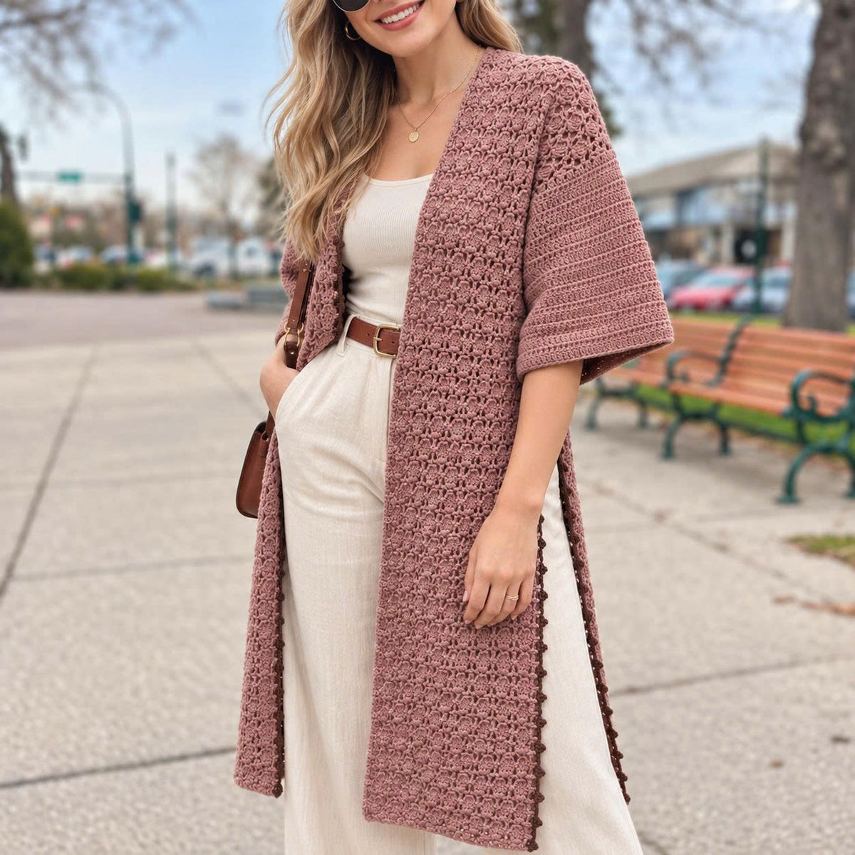 Side Slit Lightweight Cardigan Crochet Pattern PDF | Long Lace Cardigan with Step-by-Step Video Tutorial