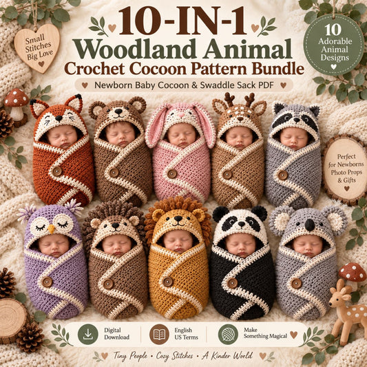 Woodland Little Ones – 10 Baby Cocoon Crochet Patterns