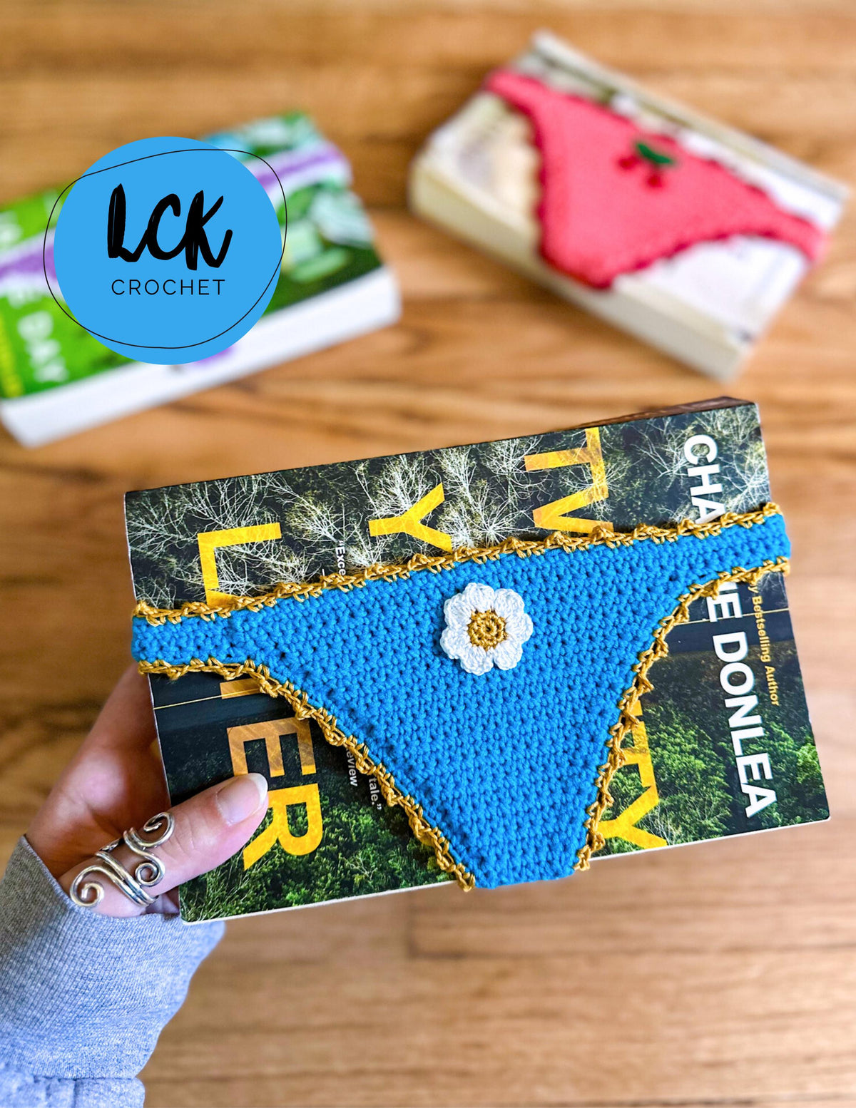 Crochet Book Thong Bookmark Pattern PDF – 3 Lace Edging Options