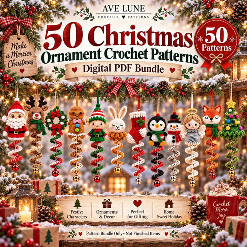50 Christmas Crochet Ornament Patterns PDF Bundle – Holiday Decorations, 7 Languages, Digital Download