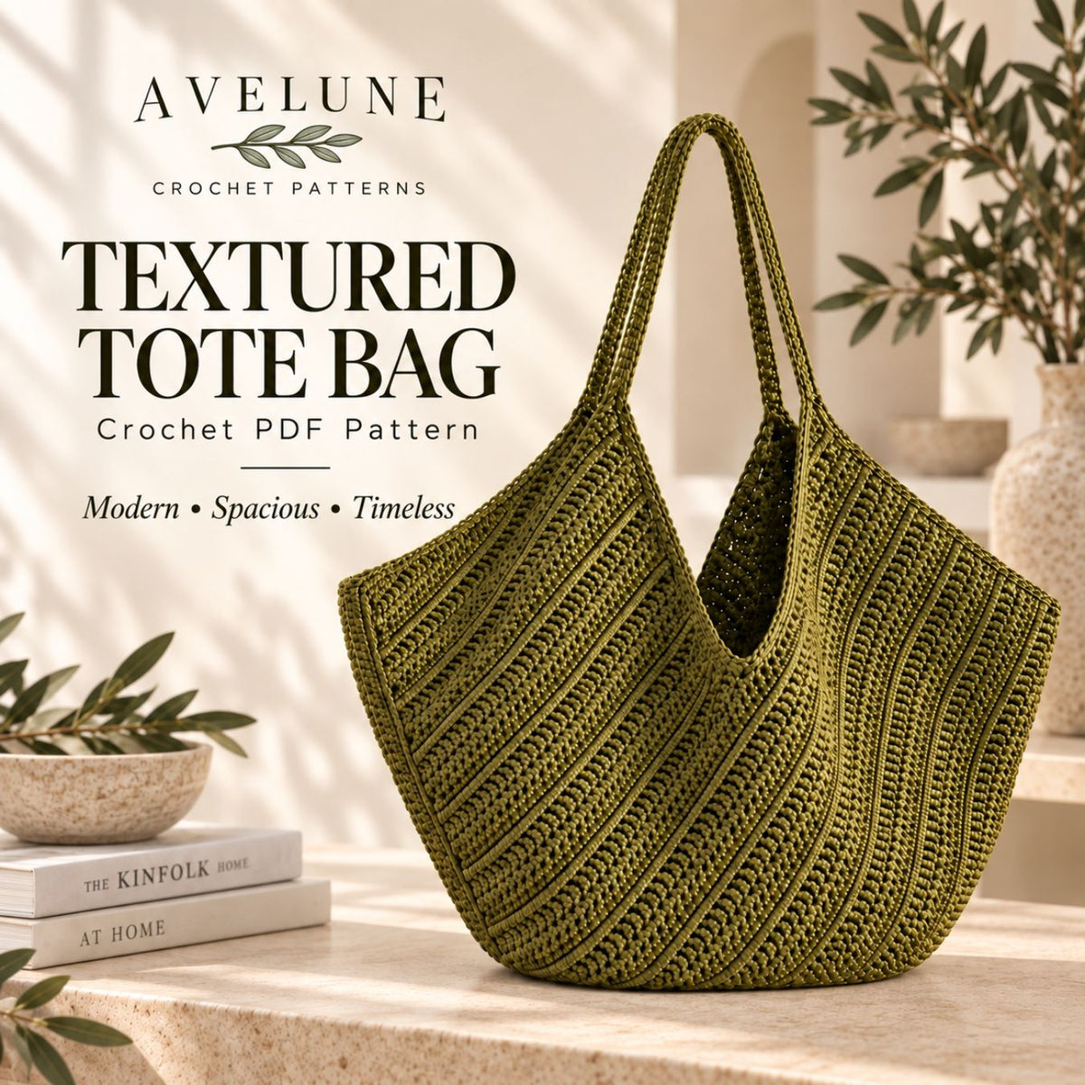 Textured Crochet Tote Bag Pattern PDF – Spacious Everyday Shoulder Bag, Confident Beginner Digital Download