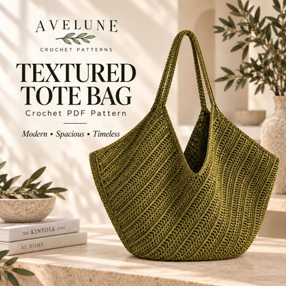 Textured Crochet Tote Bag Pattern PDF – Spacious Everyday Shoulder Bag, Confident Beginner Digital Download