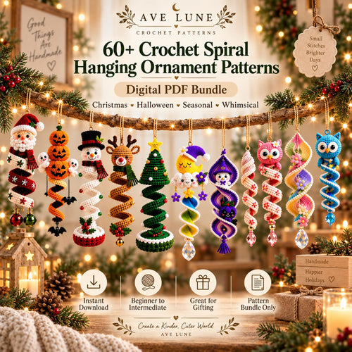 60+ Crochet Spiral Hanging Ornament Patterns PDF Bundle – Christmas, Halloween & Seasonal Decor Digital Download