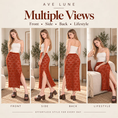 Sienna Polka Dot Maxi Skirt Crochet Pattern PDF – Made-to-Measure Filet Crochet Skirt with Side Slit