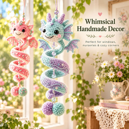 5-in-1 Crochet Dragon Spiral Hanging Pattern PDF – Cute Dragon Ornament, Beginner-Friendly Digital Download