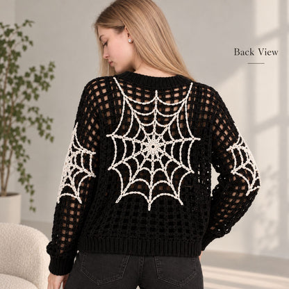 Spiderweb Crochet Cardigan Pattern PDF – Gothic Halloween Mesh Sweater, Spooky Web Cardigan, Digital Download