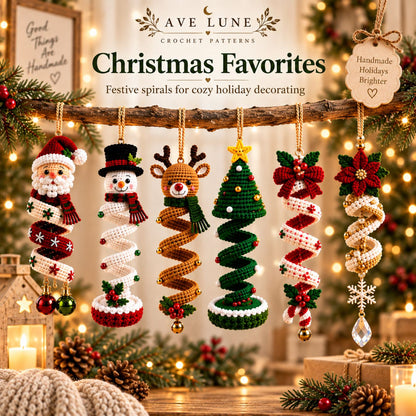 60+ Crochet Spiral Hanging Ornament Patterns PDF Bundle – Christmas, Halloween & Seasonal Decor Digital Download