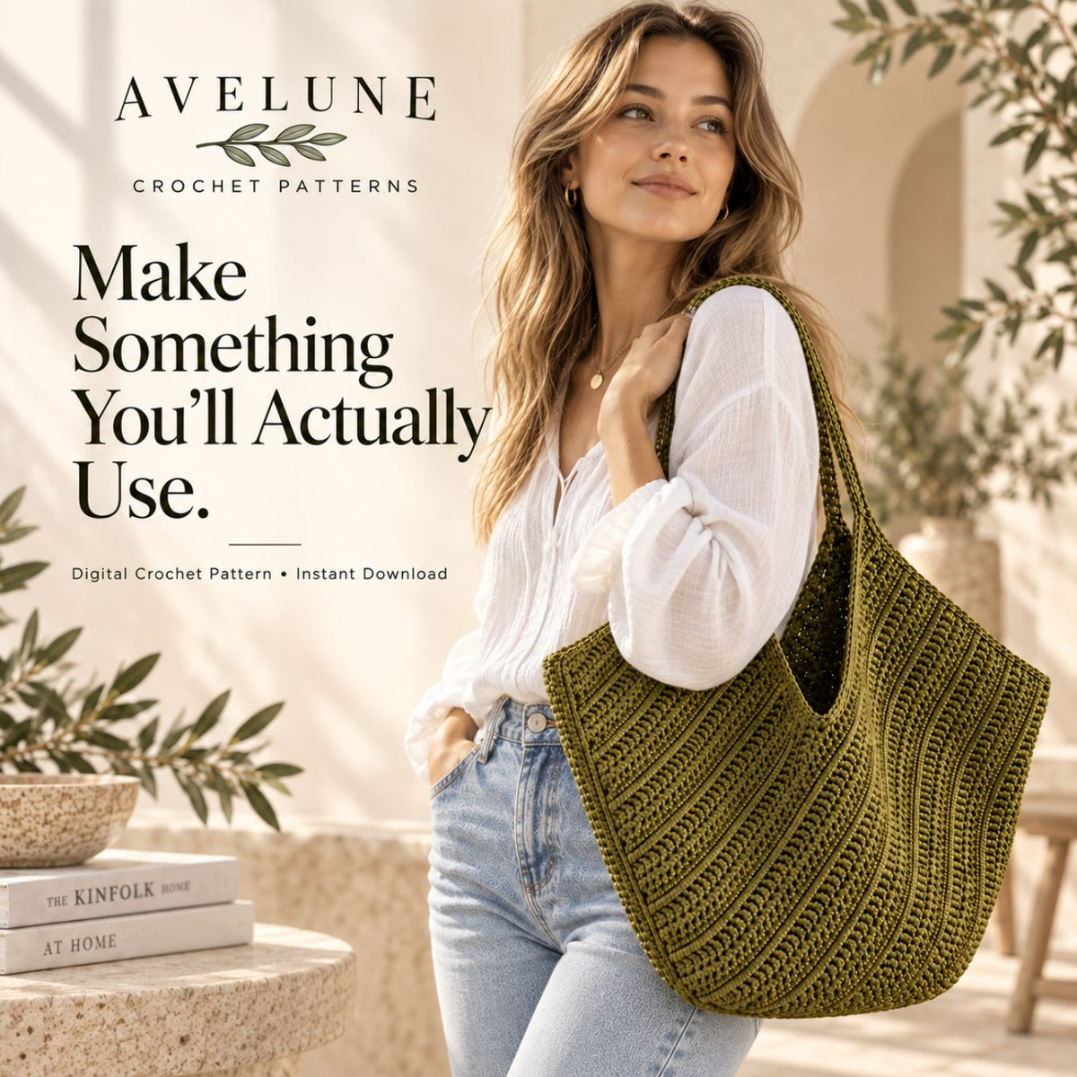Textured Crochet Tote Bag Pattern PDF – Spacious Everyday Shoulder Bag, Confident Beginner Digital Download