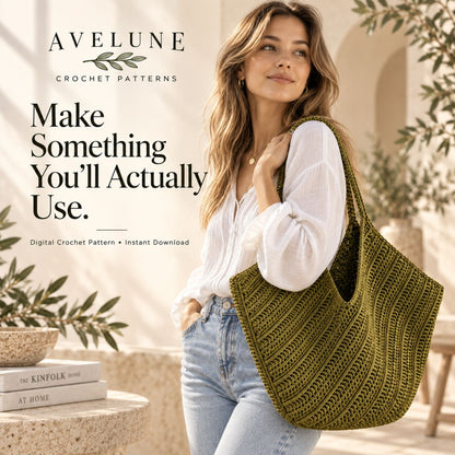 Textured Crochet Tote Bag Pattern PDF – Spacious Everyday Shoulder Bag, Confident Beginner Digital Download