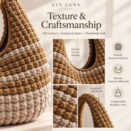 Crochet Hobo Bag Pattern PDF – Beginner-Friendly One-Piece Slouchy Shoulder Bag, 5 Languages
