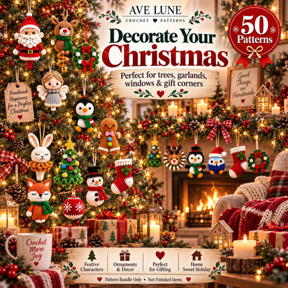 50 Christmas Crochet Ornament Patterns PDF Bundle – Holiday Decorations, 7 Languages, Digital Download