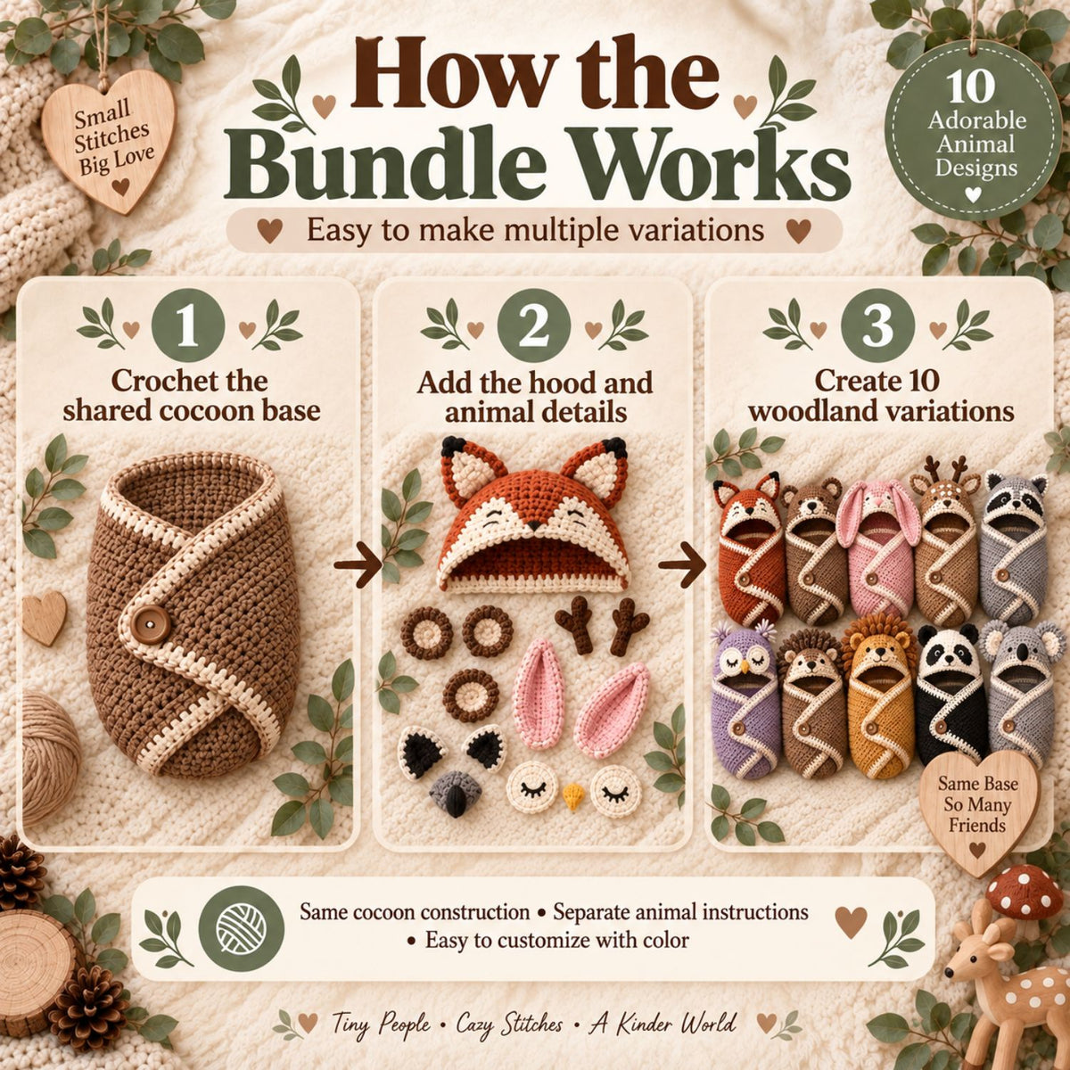 Woodland Little Ones – 10 Baby Cocoon Crochet Patterns