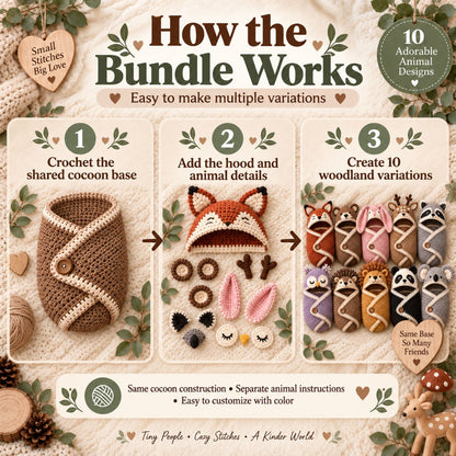 Woodland Little Ones – 10 Baby Cocoon Crochet Patterns