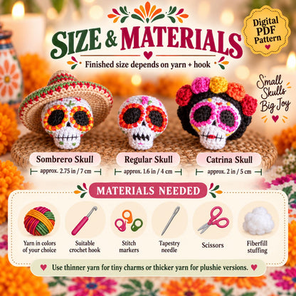 Sugar Skull Trio – 3 Crochet Patterns PDF