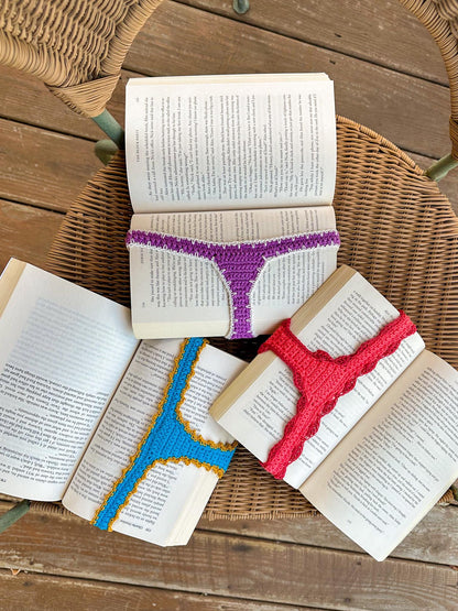 Crochet Book Thong Bookmark Pattern PDF – 3 Lace Edging Options