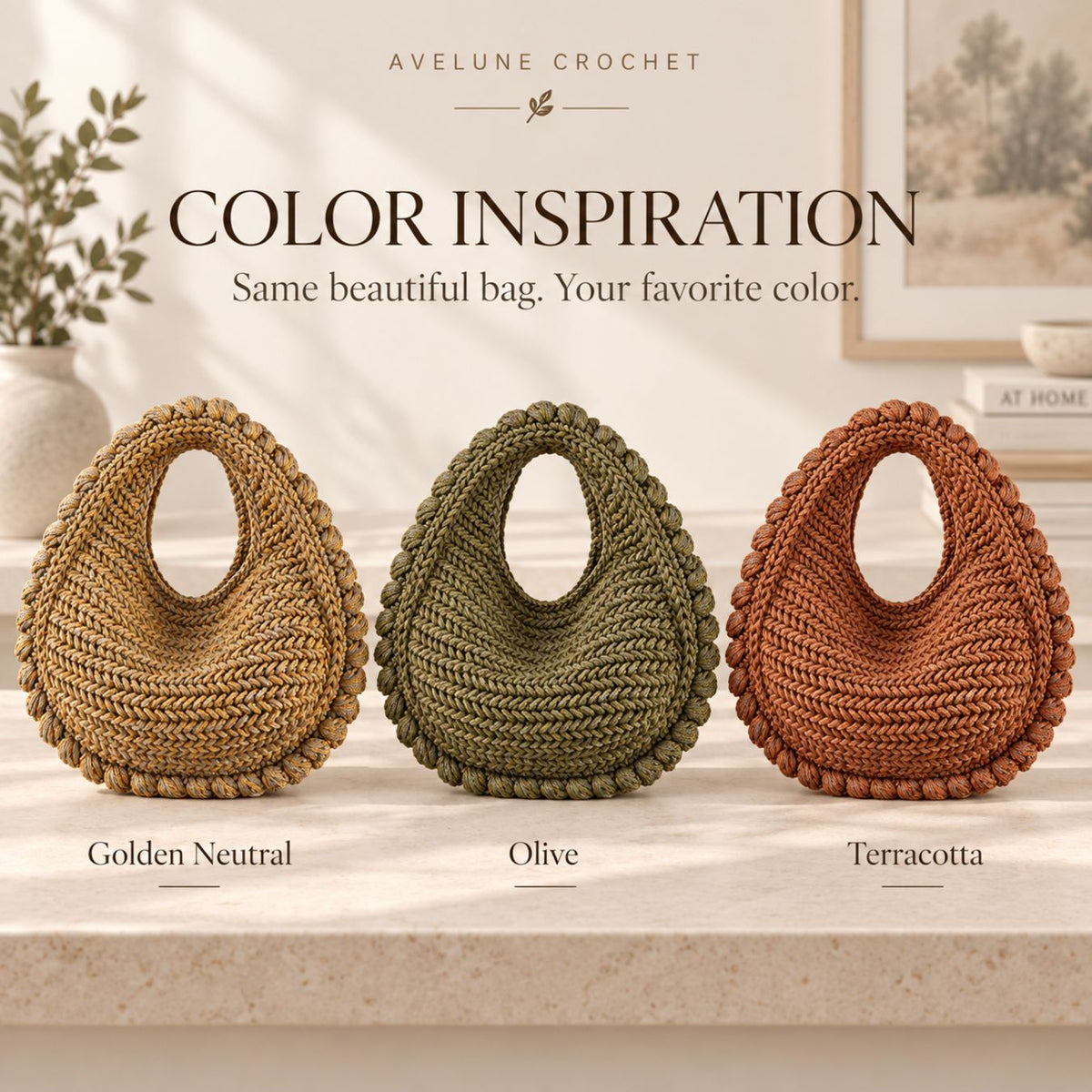 Textured Crescent Bag Crochet Pattern PDF – Easy Crochet Handbag Pattern, 5 Languages, Instant Download