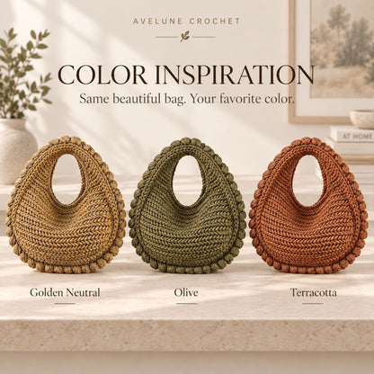 Textured Crescent Bag Crochet Pattern PDF – Easy Crochet Handbag Pattern, 5 Languages, Instant Download