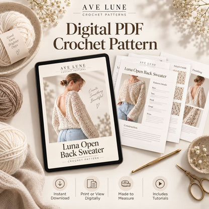 Luna Open Back Sweater Crochet Pattern PDF – Made-to-Measure Oversized Lace Sweater