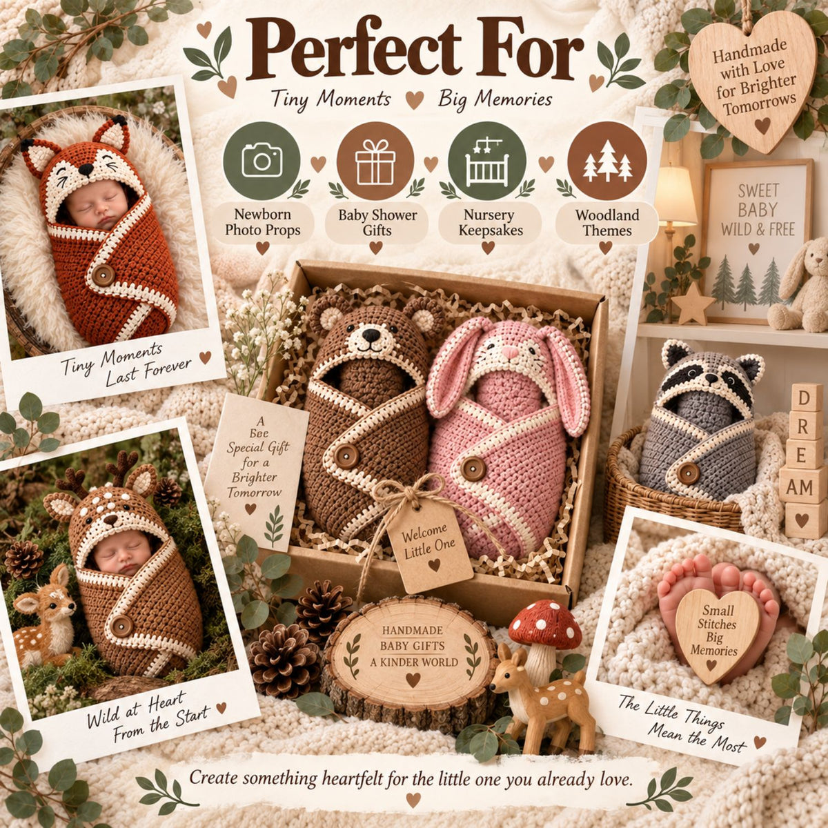 Woodland Little Ones – 10 Baby Cocoon Crochet Patterns