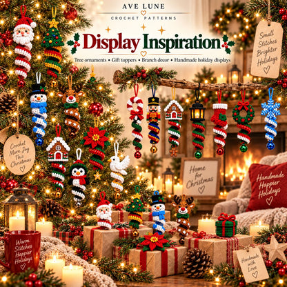 20 Christmas Crochet Spiral Patterns PDF Bundle – Holiday Ornaments, English & German Digital Download