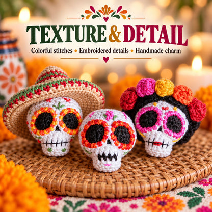 Sugar Skull Trio – 3 Crochet Patterns PDF