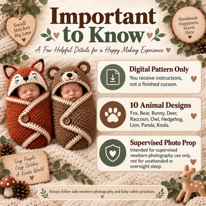 Woodland Little Ones – 10 Baby Cocoon Crochet Patterns