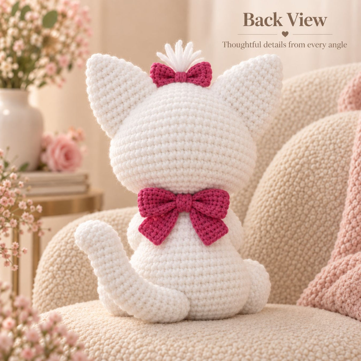 Kitty with Bow Crochet Pattern PDF – Plush Cat Amigurumi Pattern, English US Terms