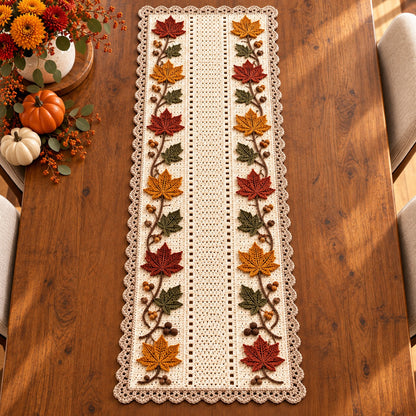 Autumn Maple Vine Table Runner Crochet Pattern PDF | Fall Thanksgiving Decor