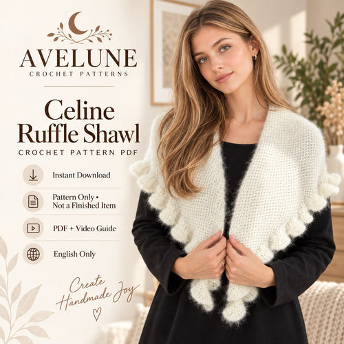 Celine Ruffle Shawl Crochet Pattern PDF + Video Guide