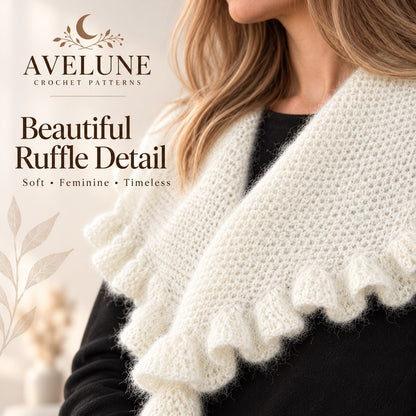 Celine Ruffle Shawl Crochet Pattern PDF + Video Guide
