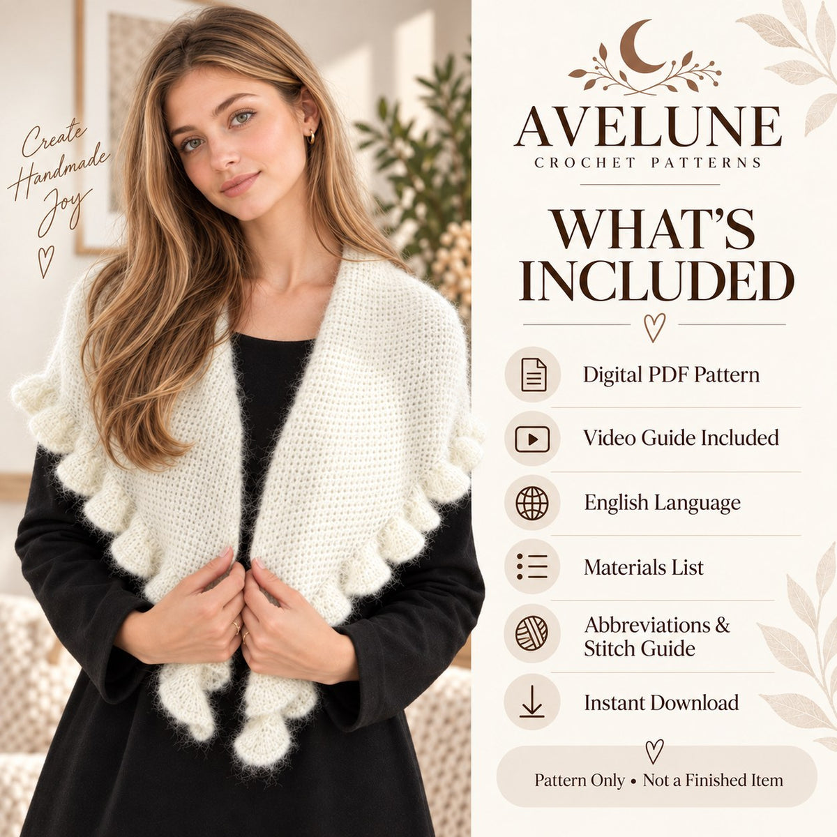Celine Ruffle Shawl Crochet Pattern PDF + Video Guide