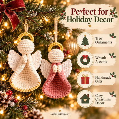 Christmas Angel Crochet Pattern PDF - Beginner Christmas Ornament Pattern