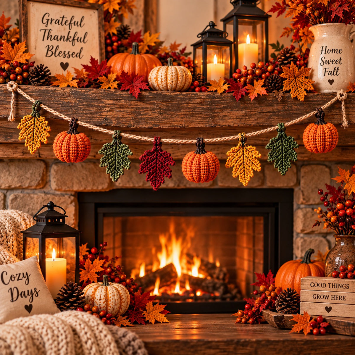 Fall Harvest 20-Piece Crochet Pattern Bundle PDF | Pumpkins, Leaves, Acorns & Autumn Decor