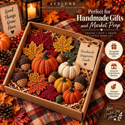 Fall Harvest 20-Piece Crochet Pattern Bundle PDF | Pumpkins, Leaves, Acorns & Autumn Decor