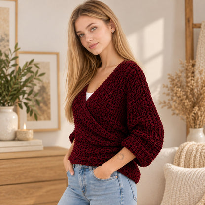 Marlow Textured Wrap Sweater Crochet Pattern PDF