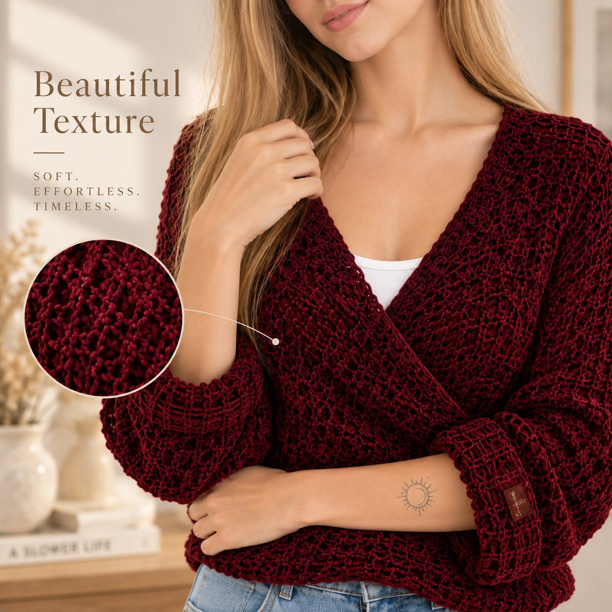 Marlow Textured Wrap Sweater Crochet Pattern PDF