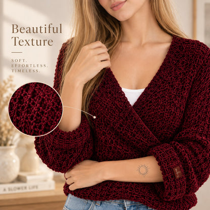 Marlow Textured Wrap Sweater Crochet Pattern PDF