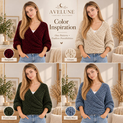 Marlow Textured Wrap Sweater Crochet Pattern PDF