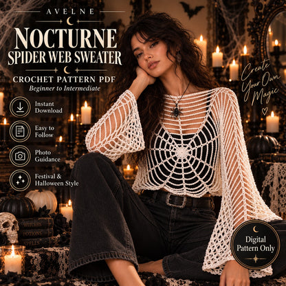 Nocturne Spider Web Sweater Crochet Pattern PDF | Gothic Openwork Top