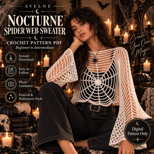 Nocturne Spider Web Sweater Crochet Pattern PDF | Gothic Openwork Top